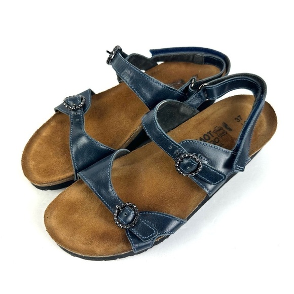 Naot Shoes - Naot Pamela Sandals 37 Blue Leather Rhinestone Comfort Shoes Womens 6